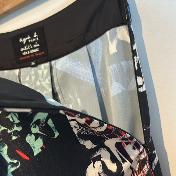 Agnes B. With artists Lek&amp;Sowat graffiti geometric print skirt size 36 - Picture 7 of 7